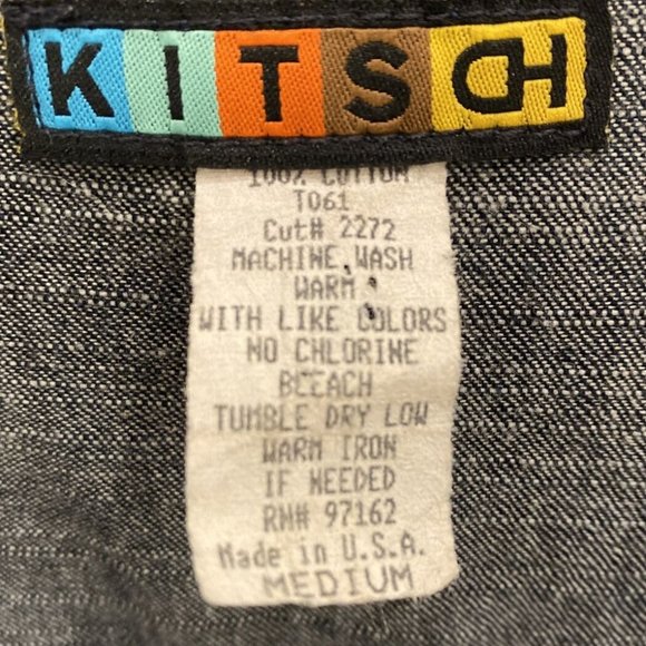 Vintage 90s Kitsch Denim Trench Dress M 100% Cotton Half Belted Western Sz Med - Picture 4 of 6